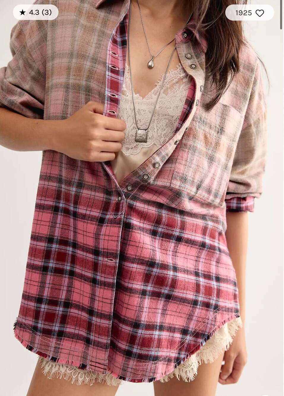 Free People Lexi Plaid Shirt Size XSmall Pink Flannel Button
